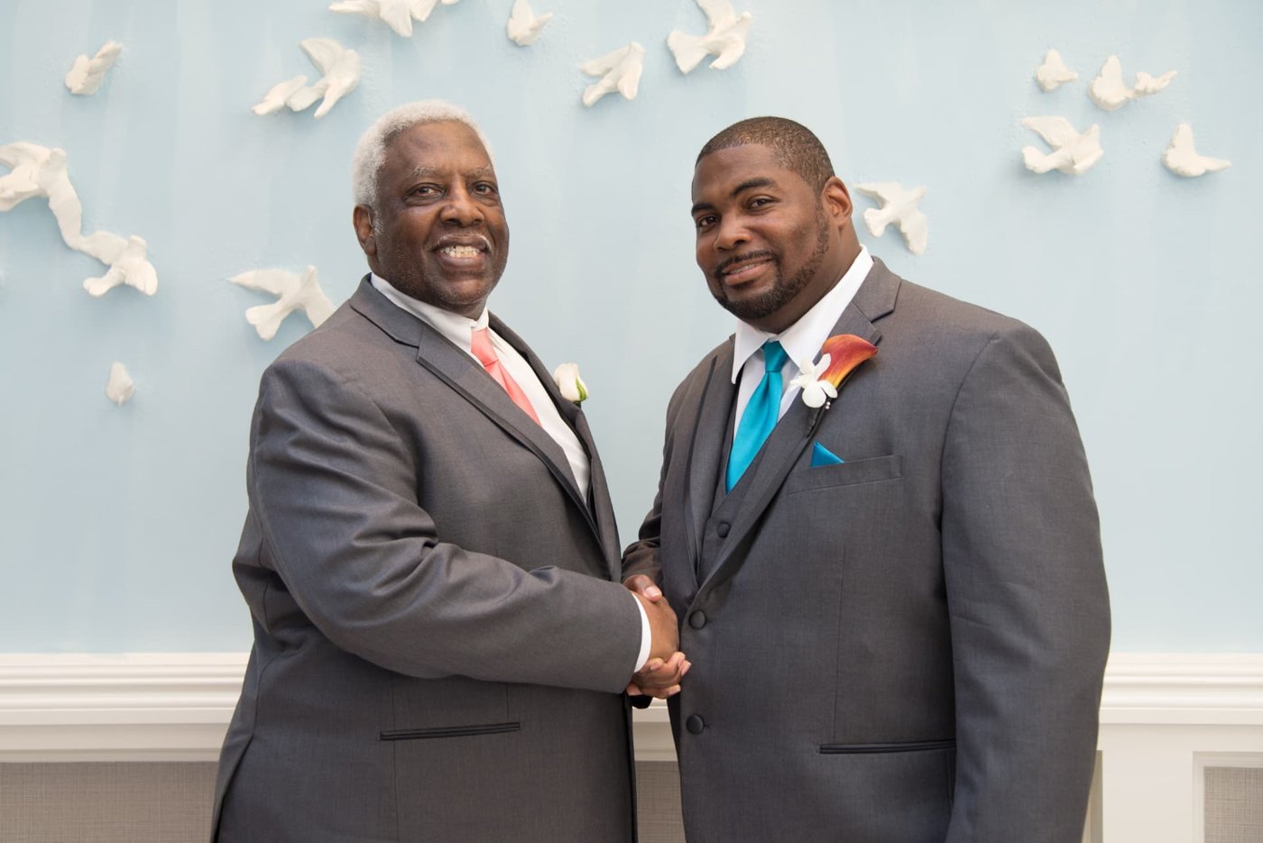 LarryLeo (right) with his dad on his wedding day